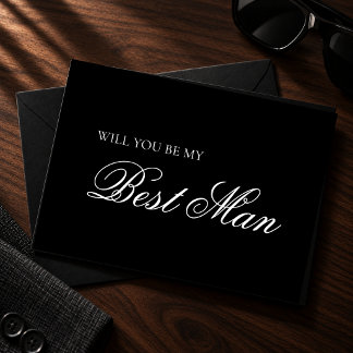 Minimalist Black and White Best Man Proposal Card