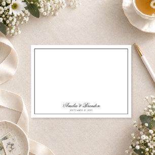 Minimalist Black and White Border Script Names Note Card
