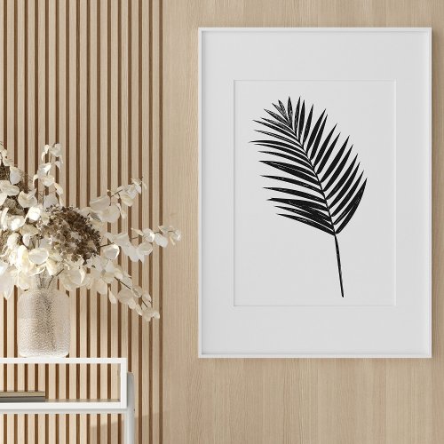 Minimalist Black and White Botanical Fern Drawing Poster