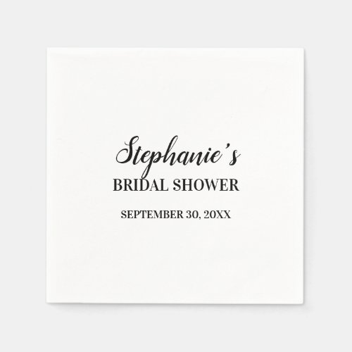 Minimalist Black and White Bridal Shower     Napkins