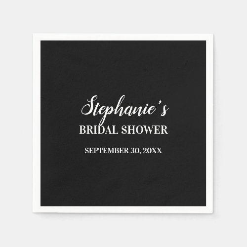 Minimalist Black and White Bridal Shower      Napkins