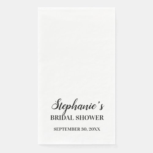 Minimalist Black and White Bridal Shower     Paper Guest Towels