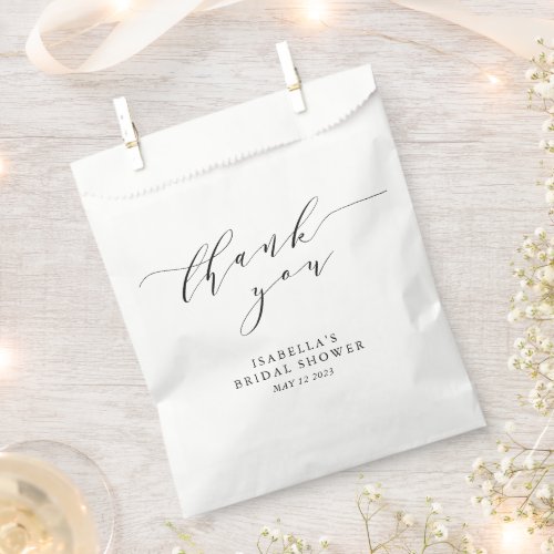 Minimalist Black and White Bridal Shower Thank You Favor Bag