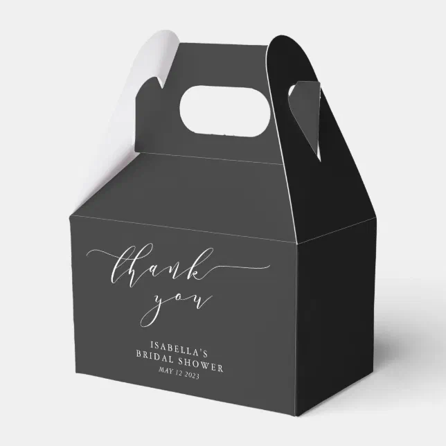 Minimalist Black and White Bridal Shower Thank You Favor Box Zazzle