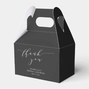 Minimalist Black and White Bridal Shower Thank You Favor Boxes