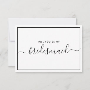 Minimalist Black and White Bridesmaid Proposal Invitation