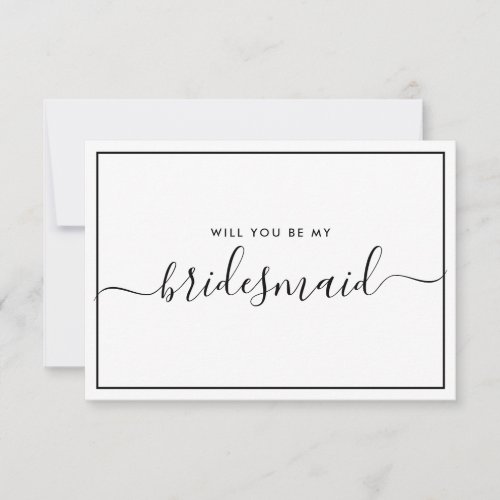 Minimalist Black and White Bridesmaid Proposal Invitation