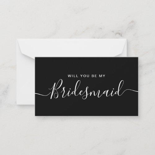 Minimalist Black and White Bridesmaid Proposal Note Card
