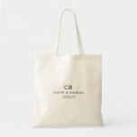 Minimalist Black and White Bridesmaid Tote Bag<br><div class="desc">This minimalist black and white bridesmaid tote bag is the perfect wedding gift to present your bridesmaids and maid of honor for a modern wedding. The simple and elegant design features classic and fancy script typography in black and white.</div>