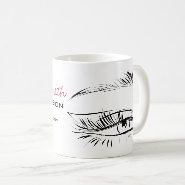 Minimalist Black and White Brow Bar Lash Artist  Coffee Mug (Front Right)