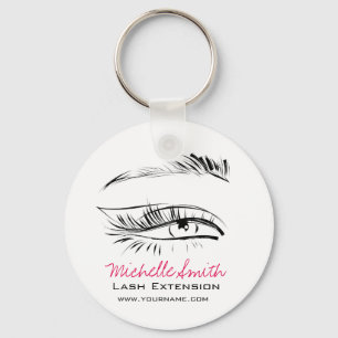 Minimalist Black and White Brow Bar Lash Artist Keychain