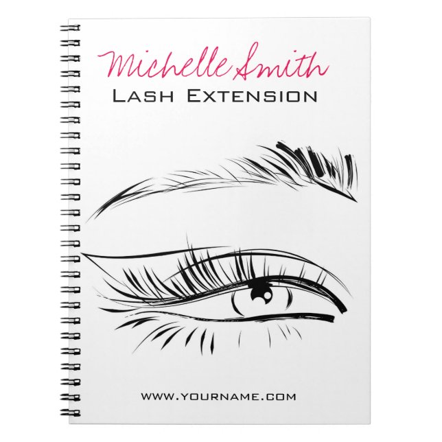 Minimalist Black and White Brow Bar Lash Artist  Notebook (Front)