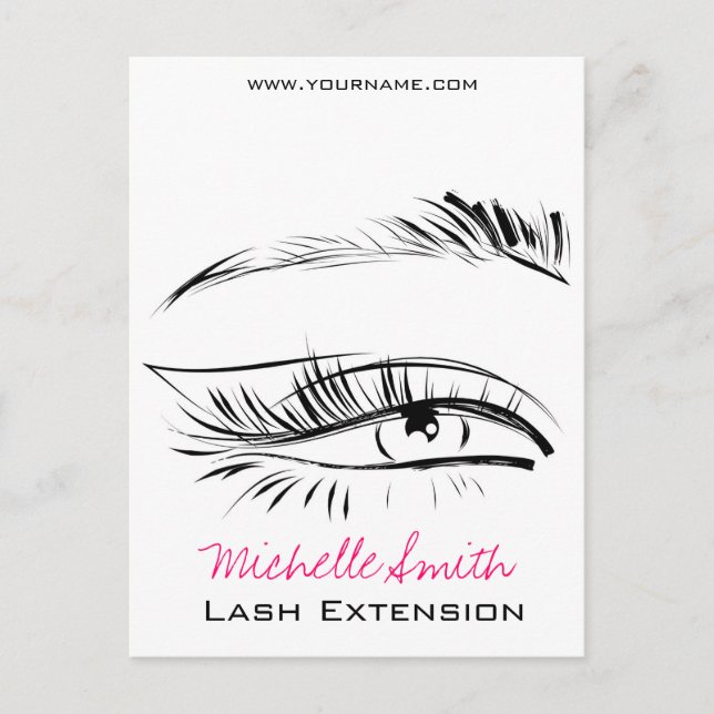 Minimalist Black and White Brow Bar Lash Artist  Postcard (Front)