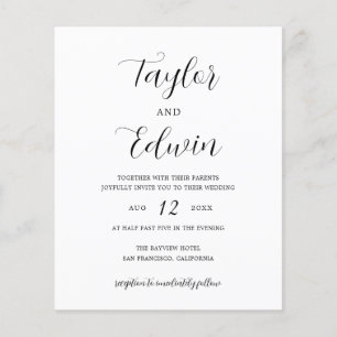 Minimalist Black and White Budget Wedding Invite