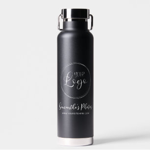 Minimalist Black and White Business Logo Promo Water Bottle