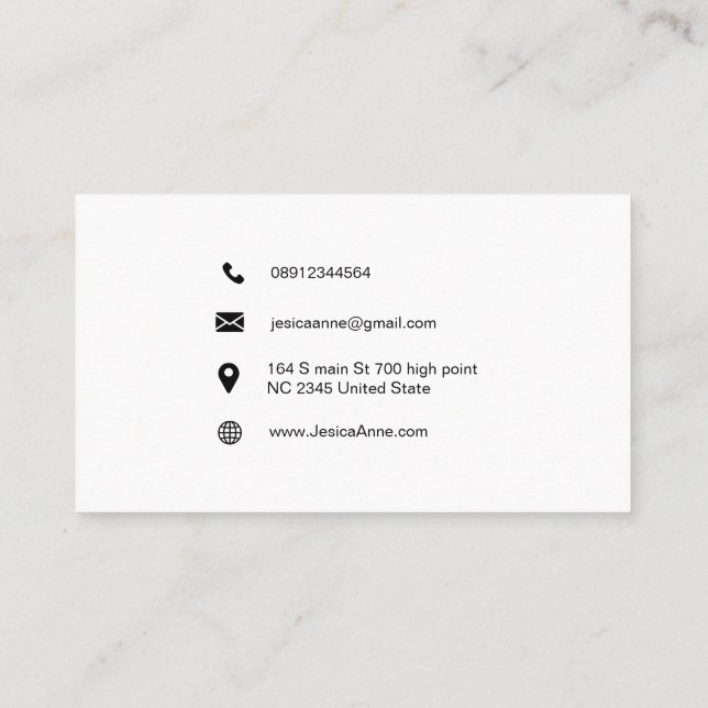 Minimalist Black and white Bussiness card (Back)