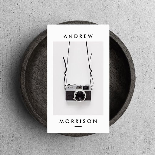 Customizable Minimalist Black and White Camera Photographer Business Card