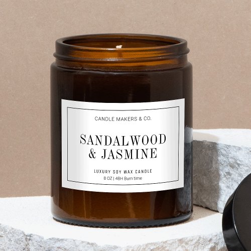 Minimalist Black and White Candles Packaging Label