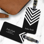 Minimalist Black and White Chevron Luggage Tag<br><div class="desc">Stand out with this stylish black luggage tag featuring a minimalist black and white chevron design. Personalize this tag with your information and for more options such as to change the font and it's size click the "Customize it" button. *Please note that the Zazzle Watermark that appears in the zoom...</div>