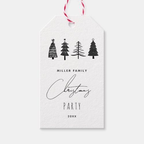 Minimalist Black and White Christmas Party Favors Gift Tags