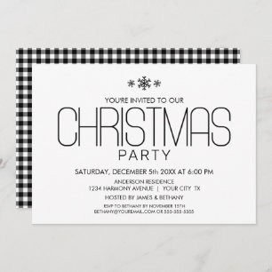 Minimalist Black and White Christmas Party Invitation