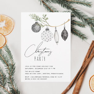 Minimalist Black and White Christmas Party Invitation