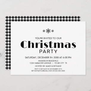Minimalist Black and White Christmas Party Invitation