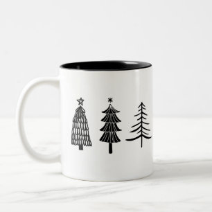 Minimalist Black and White Christmas Two-Tone Coffee Mug