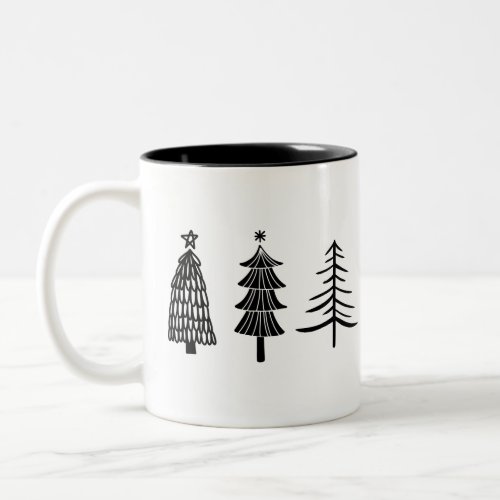 Minimalist Black and White Christmas Two_Tone Coffee Mug