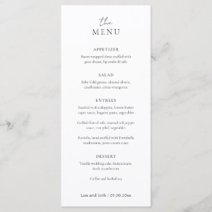 Minimalist Black and White Classic Wedding Menu