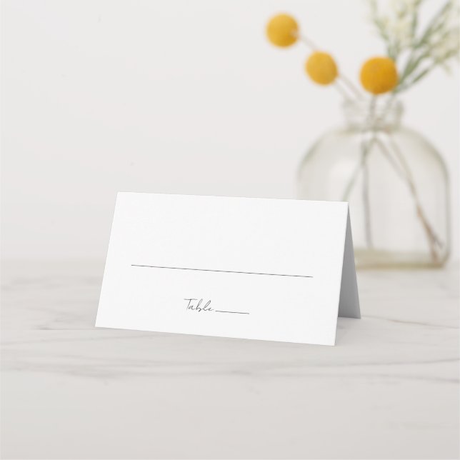 Minimalist Black and White Classic Wedding Place Card (Front)