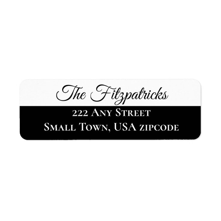 Minimalist Black and White Classy Custom Address Label Zazzle