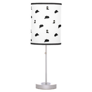 Minimalist Black And White Cowboy Rodeo Pattern Table Lamp