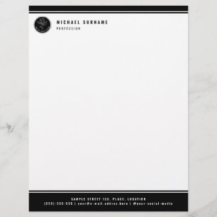 Minimalist Black And White Custom Logo And Text Letterhead