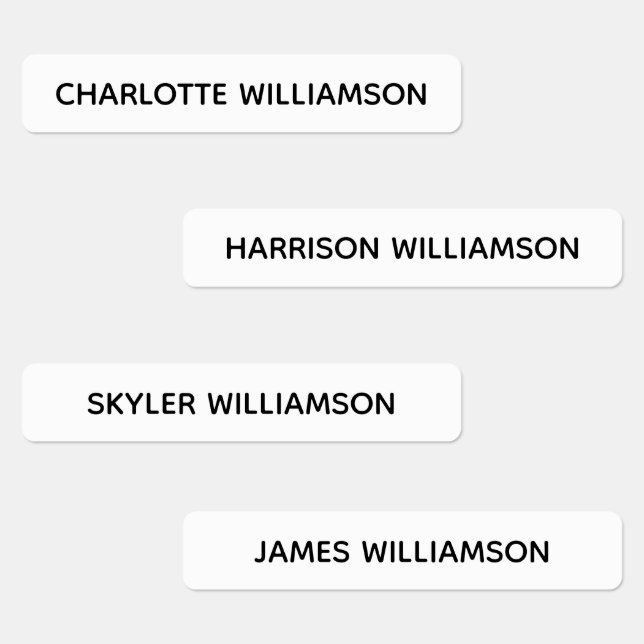 Minimalist black and white Custom name info Kids' Labels (Group)