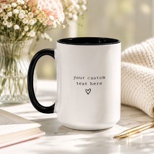 Minimalist black and white Custom Typewriter Text Mug