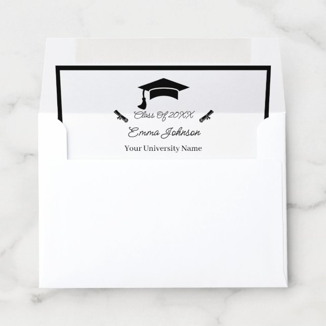 Minimalist Black And White Customizable Graduation Envelope Liner (In Envelope)