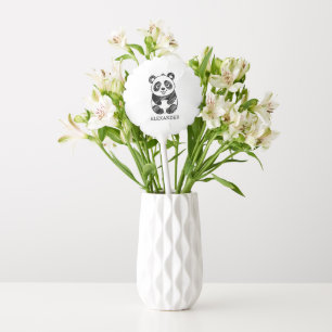 Minimalist Black and White Cute Panda Drawing  Balloon
