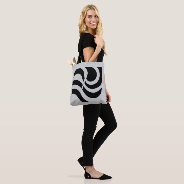 minimalist black and white design tote bag (On Model)