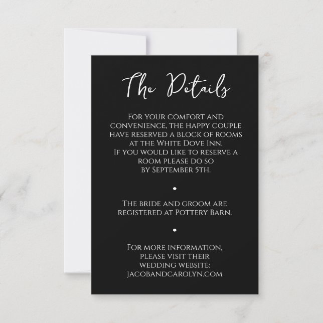 Minimalist Black and White Details Card (Front)