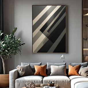 Minimalist Black and White Diagonal Stripes Canvas Print