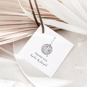 Minimalist Black and White Disco Ball Favor Tags