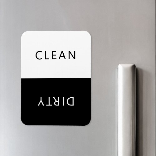 Minimalist Black and White Dishwasher Clean Dirty Magnet