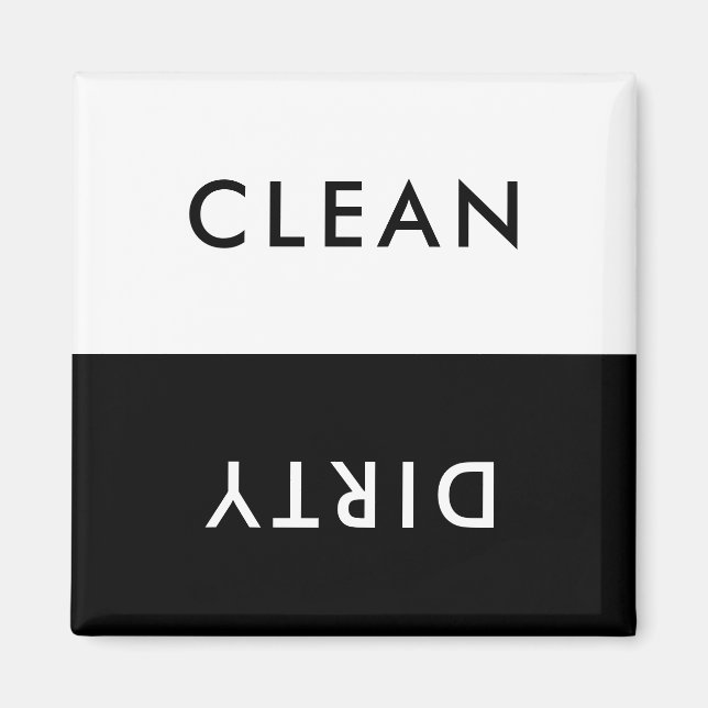 Minimalist Black and White Dishwasher Clean Dirty  Magnet (Front)