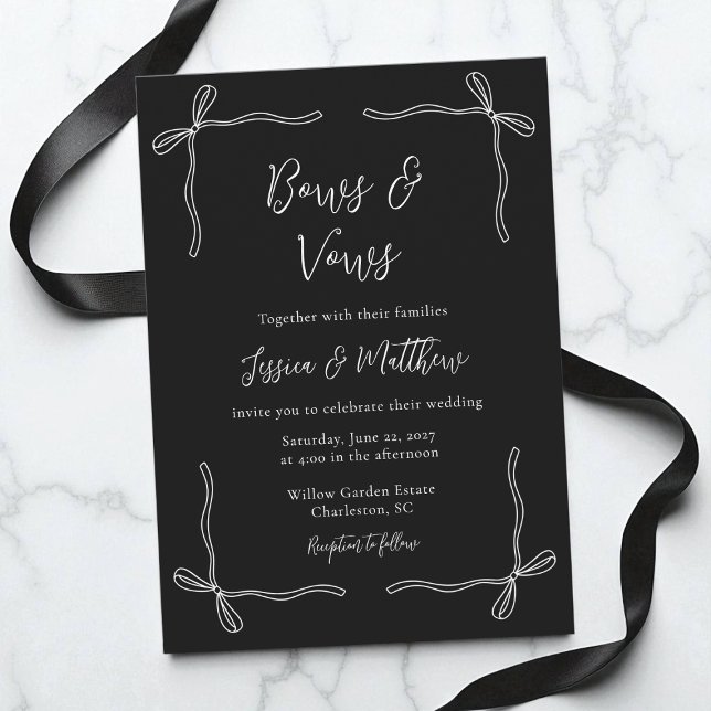 Minimalist Black and White Elegant Bow Wedding Invitation (Minimalist Black and White Elegant Bow Wedding Invitation)