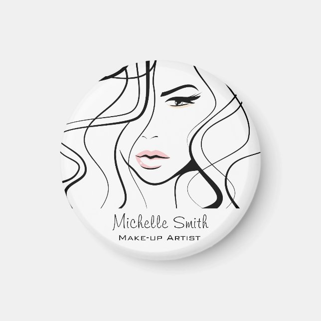 Minimalist Black and White Elegant Feminine Makeup Magnet (Front)