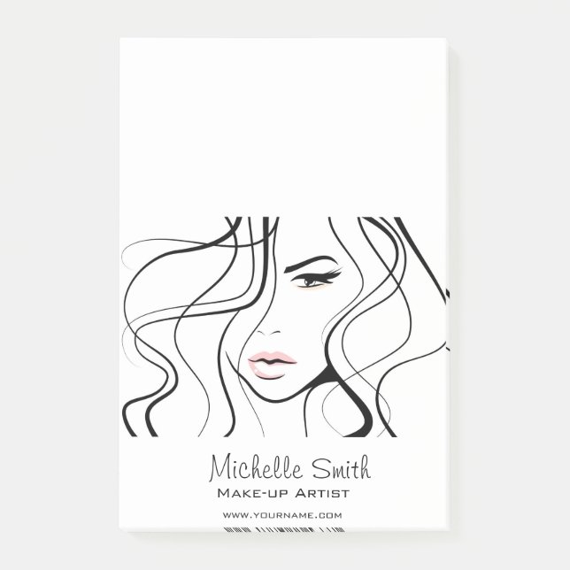 Minimalist Black and White Elegant Feminine Makeup Post-it Notes (Front)