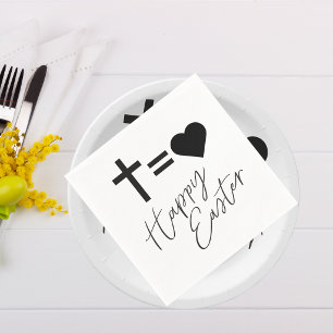 Minimalist Black and White Elegant Happy Easter Napkins