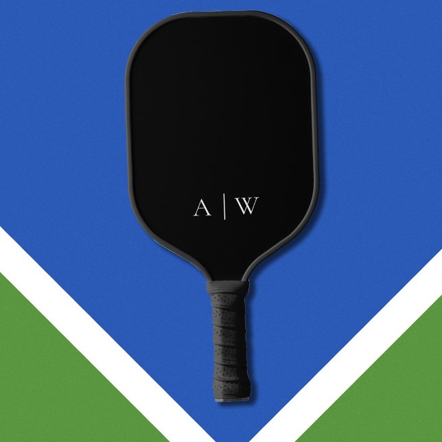Minimalist Black and White Elegant Monogram Pickleball Paddle (Creator Uploaded)