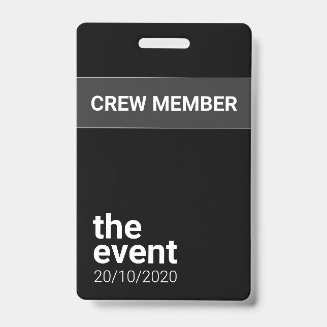 Minimalist Black and White Event Badge (Front)